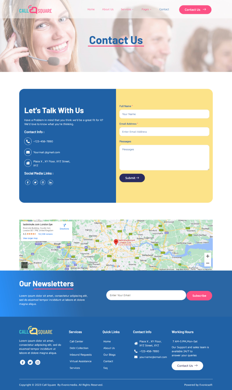 Call Square Call Center & Support Company Elementor Template Kit by